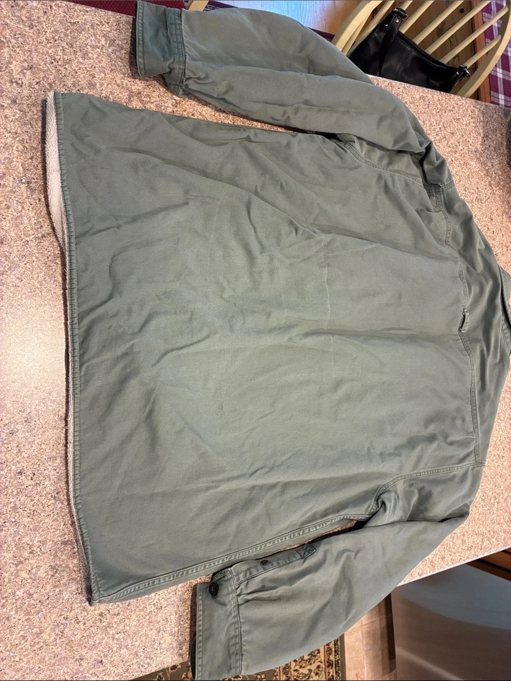 Levi's Sherpa Lined Canvas Shirt Jacket Olive Green Shacket XXL Used 3LMLW053